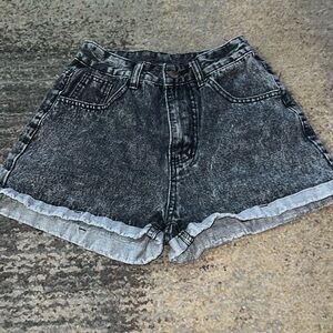 Black marbled jean shorts, size xs